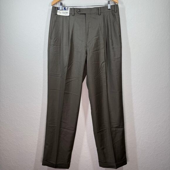 Men's Ralph Lauren Pleated and Cuffed Brown Dress Pants 36 x 32 NEW - Picture 1 of 7